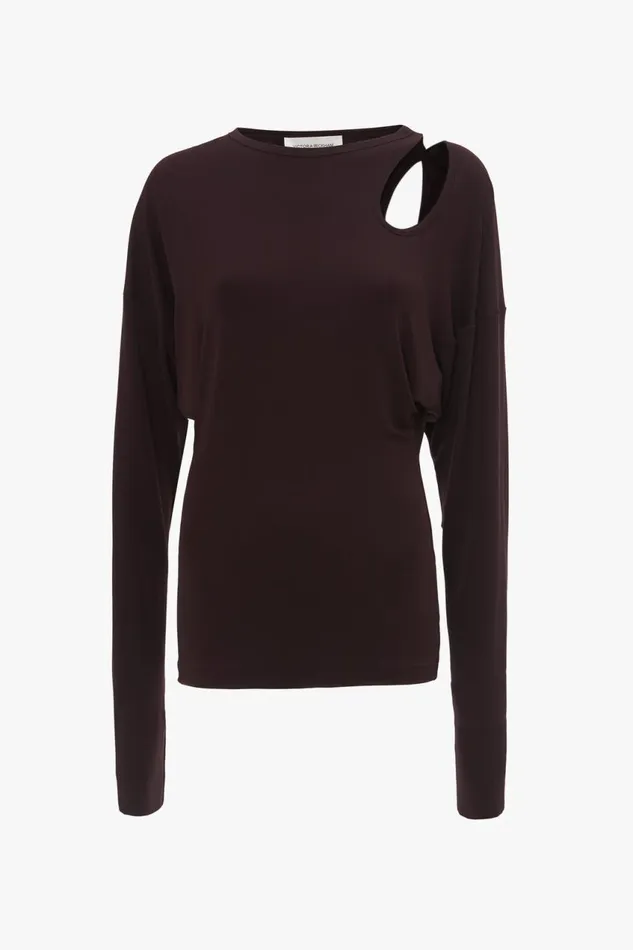 Shirts and Tops Women Victoria Beckham Twist Detail Jersey Top In Deep Mahogany