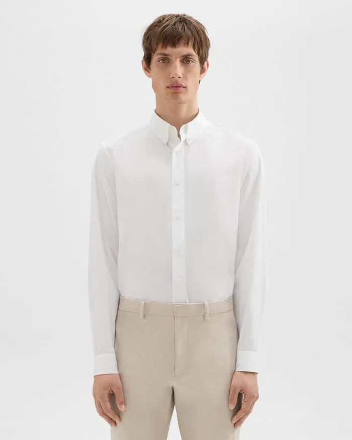 Shirts Men Theory Hugh Shirt In Cotton White
