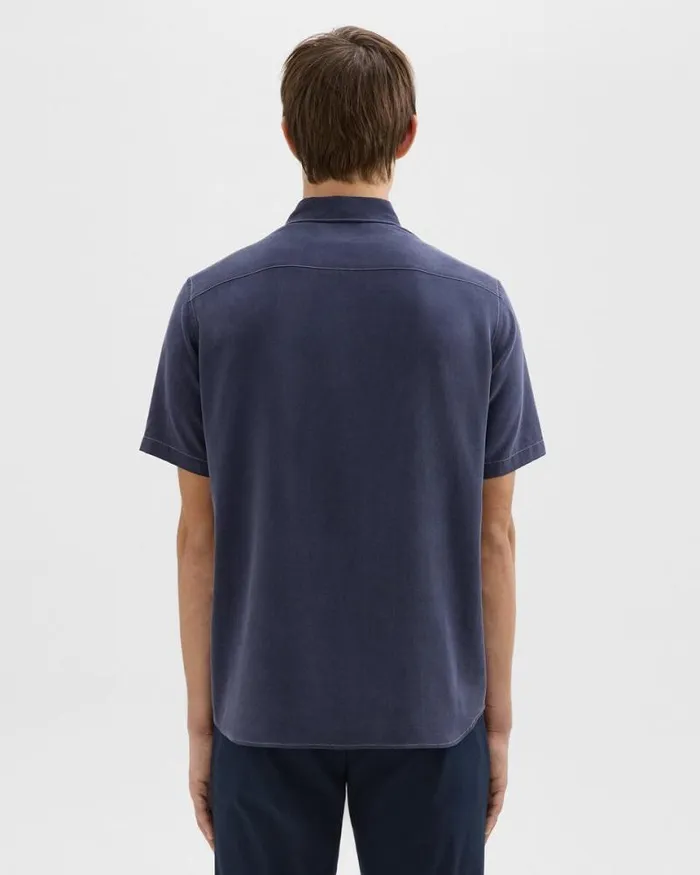 Shirts Men Theory Irving ShortSleeve Shirt In Fluid Twill Baltic Shirts Men Theory Irving ShortSleeve Shirt In Fluid Twill Baltic