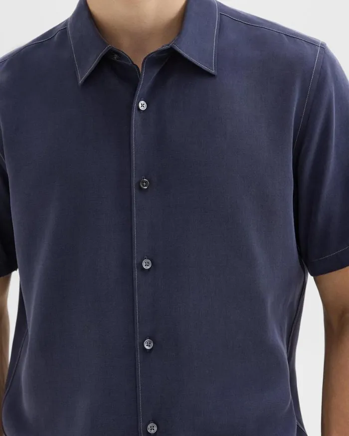 Shirts Men Theory Irving ShortSleeve Shirt In Fluid Twill Baltic Shirts Men Theory Irving ShortSleeve Shirt In Fluid Twill Baltic