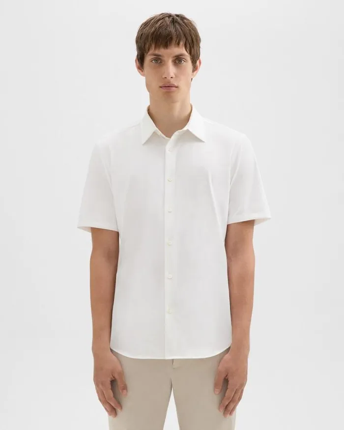 Shirts Men Theory Irving ShortSleeve Shirt In Structure Knit White