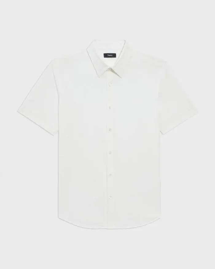 Shirts Men Theory Irving ShortSleeve Shirt In Structure Knit White Shirts Men Theory Irving ShortSleeve Shirt In Structure Knit White