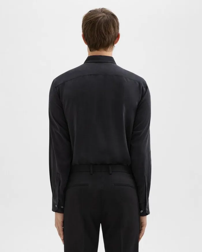 Shirts Men Theory Military Shirt In Fluid Twill Black