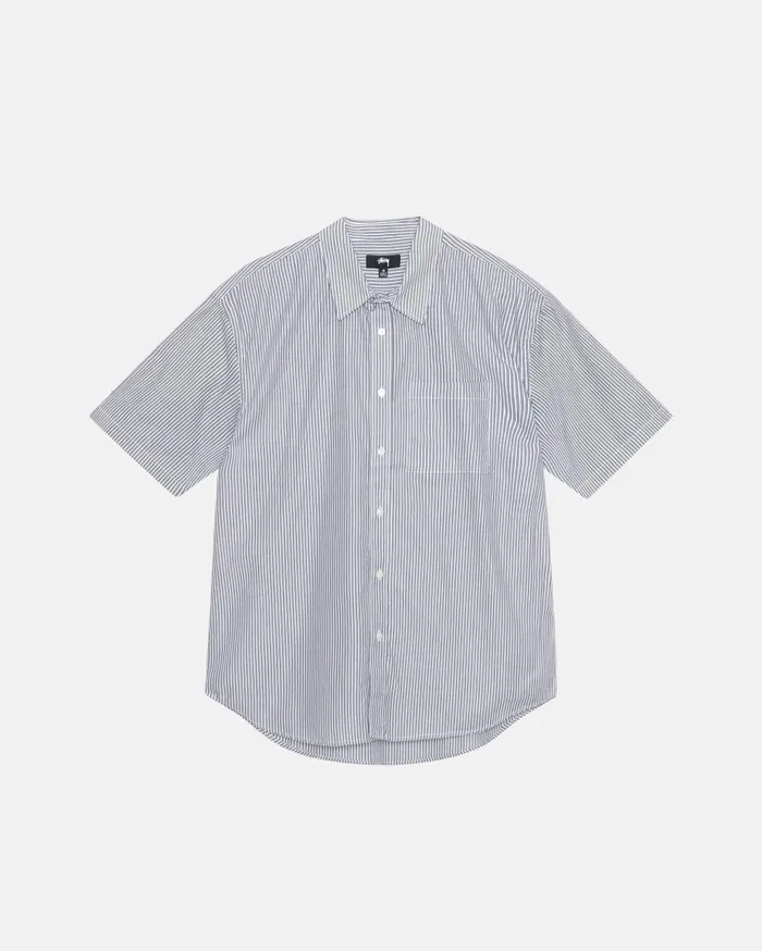 Shirts MenWomen Stussy BOXY SS SHIRT 8 BALL STRIPE Navy