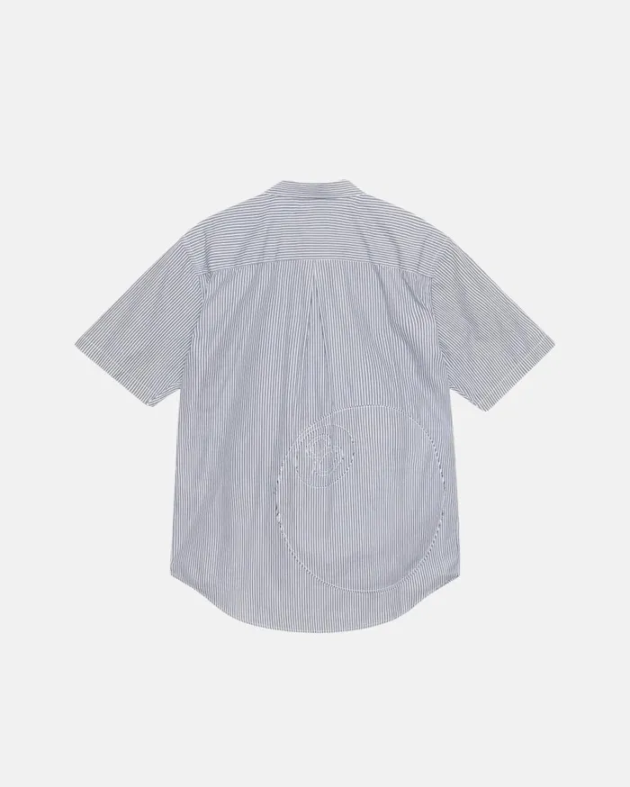 Shirts MenWomen Stussy BOXY SS SHIRT 8 BALL STRIPE Navy