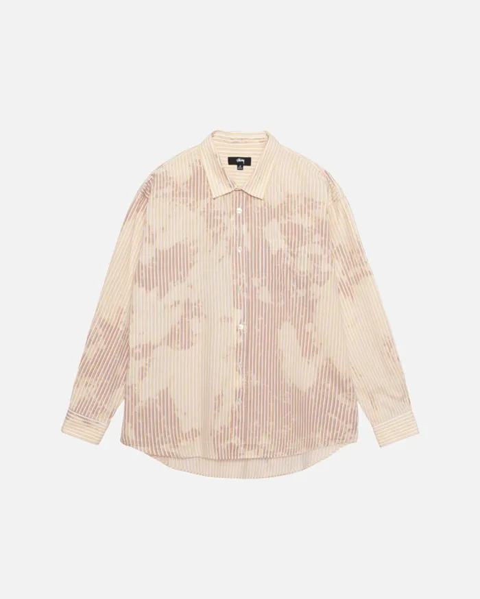 Shirts MenWomen Stussy CLASSIC LS SHIRT BLEACHED POPLIN Tan