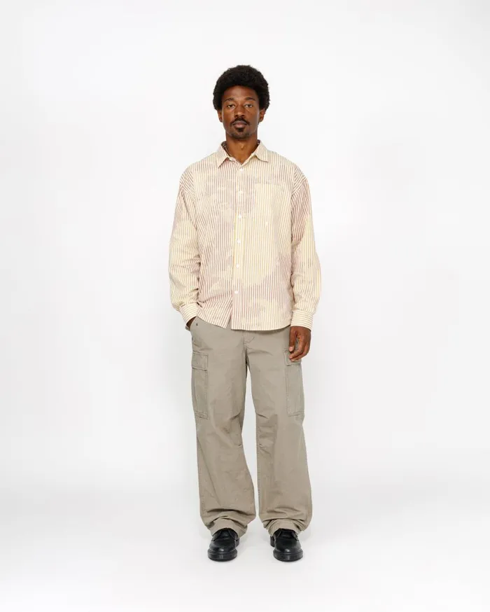 Shirts MenWomen Stussy CLASSIC LS SHIRT BLEACHED POPLIN Tan