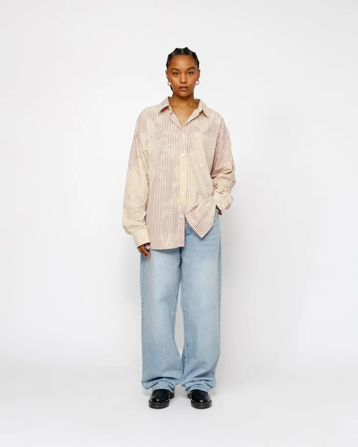 Shirts MenWomen Stussy CLASSIC LS SHIRT BLEACHED POPLIN Tan