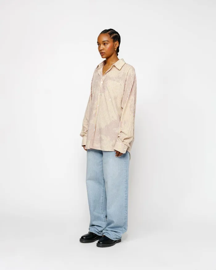 Shirts MenWomen Stussy CLASSIC LS SHIRT BLEACHED POPLIN Tan