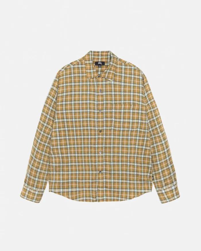 Shirts MenWomen Stussy MATTHEW SHIRT PRINTED PLAID Gold