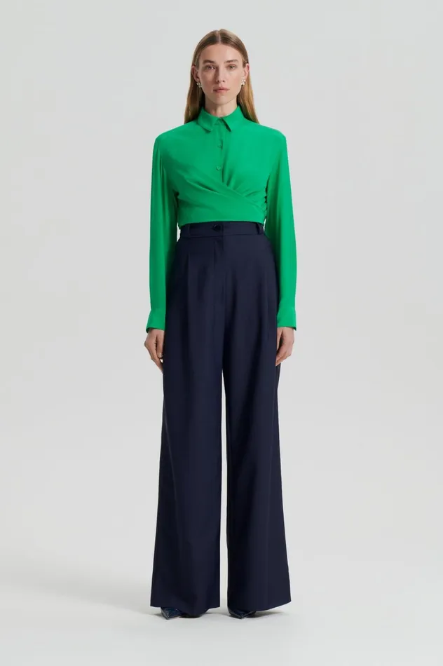 Shirts Women Scanlan Theodore SILK TIE FRONT SHIRT Emerald
