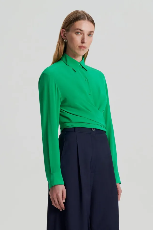 Shirts Women Scanlan Theodore SILK TIE FRONT SHIRT Emerald Shirts Women Scanlan Theodore SILK TIE FRONT SHIRT Emerald