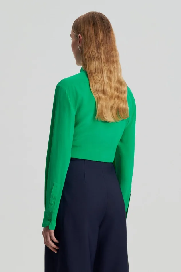 Shirts Women Scanlan Theodore SILK TIE FRONT SHIRT Emerald Shirts Women Scanlan Theodore SILK TIE FRONT SHIRT Emerald