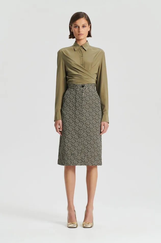Shirts Women Scanlan Theodore SILK TIE FRONT SHIRT Olive