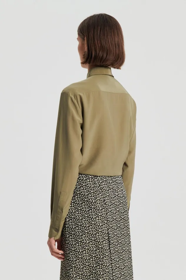 Shirts Women Scanlan Theodore SILK TIE FRONT SHIRT Olive Shirts Women Scanlan Theodore SILK TIE FRONT SHIRT Olive