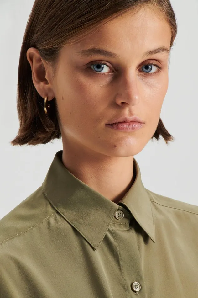 Shirts Women Scanlan Theodore SILK TIE FRONT SHIRT Olive Shirts Women Scanlan Theodore SILK TIE FRONT SHIRT Olive