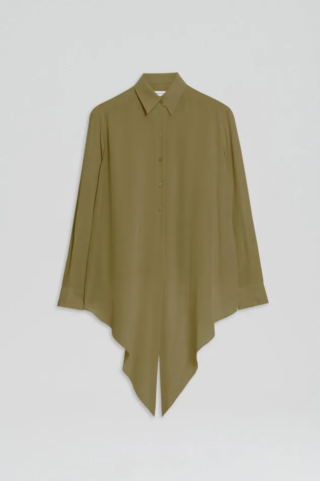 Shirts Women Scanlan Theodore SILK TIE FRONT SHIRT Olive Shirts Women Scanlan Theodore SILK TIE FRONT SHIRT Olive