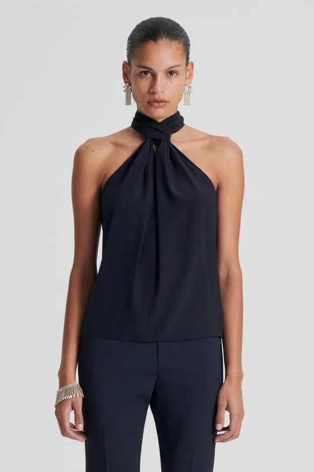 Shirts Women Scanlan Theodore SILK TIE NECK CAMI Navy Shirts Women Scanlan Theodore SILK TIE NECK CAMI Navy