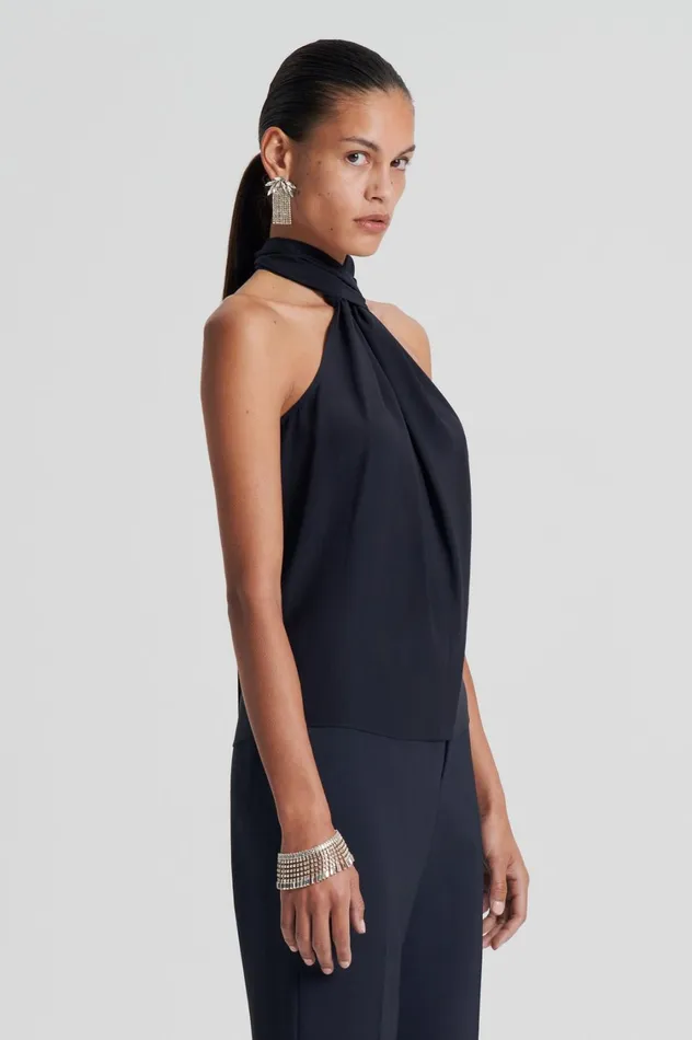 Shirts Women Scanlan Theodore SILK TIE NECK CAMI Navy Shirts Women Scanlan Theodore SILK TIE NECK CAMI Navy