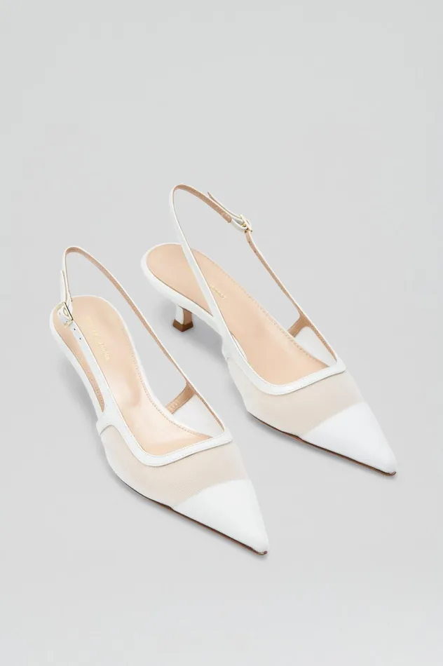 Shoes Women Scanlan Theodore FINE MESH SLINGBACK 45 White Shoes Women Scanlan Theodore FINE MESH SLINGBACK 45 White