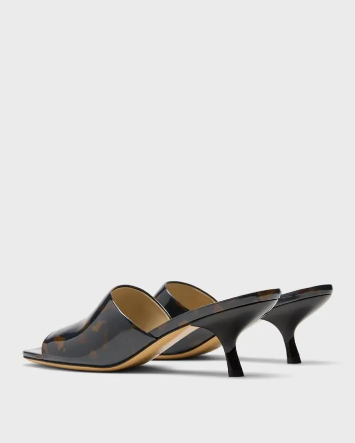 Shoes Women Theory Mule Sandal In Tortoiseshell Printed Leather Blackbrown
