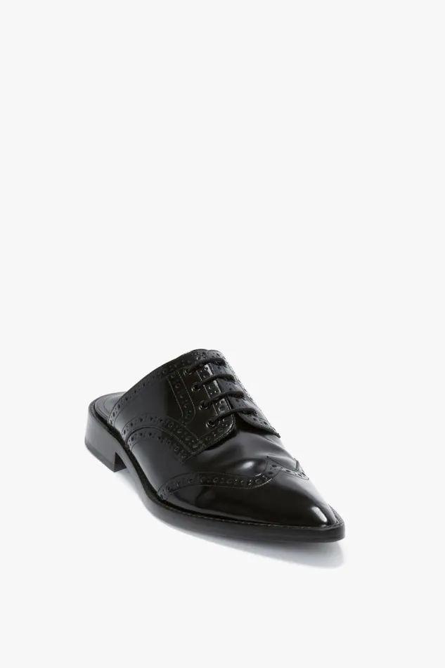 Shoes Women Victoria Beckham Flat Lace Up Mules In Black Leather