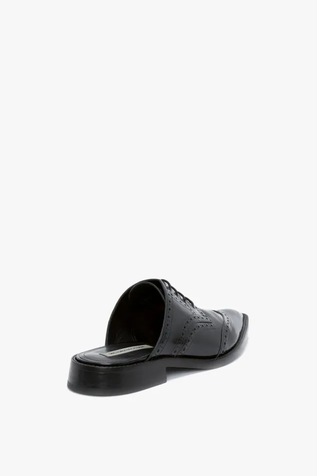 Shoes Women Victoria Beckham Flat Lace Up Mules In Black Leather