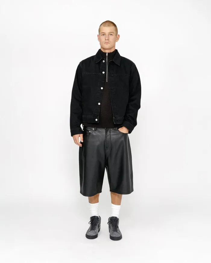 Shorts MenWomen Stussy BIG OL039 SHORT LEATHER Black