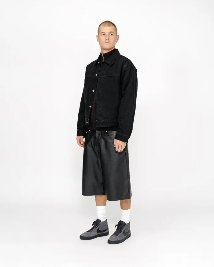 Shorts MenWomen Stussy BIG OL039 SHORT LEATHER Black Shorts MenWomen Stussy BIG OL039 SHORT LEATHER Black