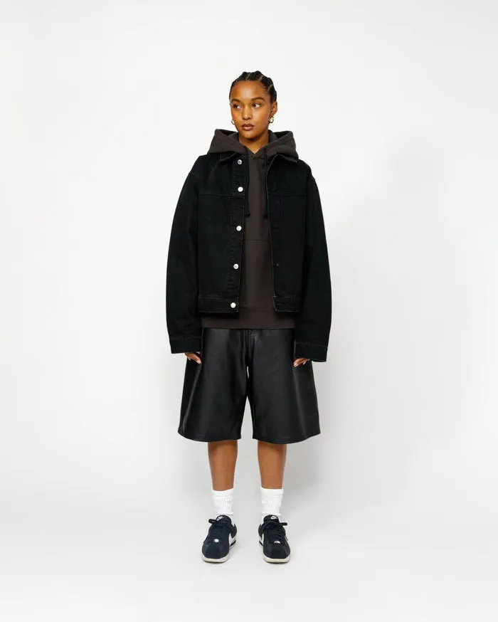 Shorts MenWomen Stussy BIG OL039 SHORT LEATHER Black Shorts MenWomen Stussy BIG OL039 SHORT LEATHER Black