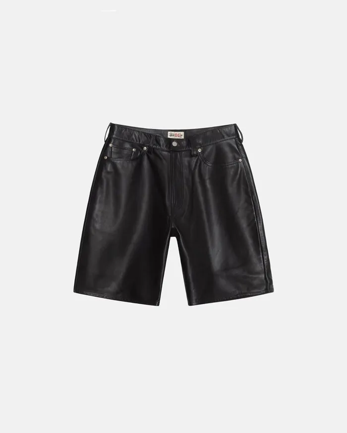 Shorts MenWomen Stussy BIG OL039 SHORT LEATHER Black Shorts MenWomen Stussy BIG OL039 SHORT LEATHER Black