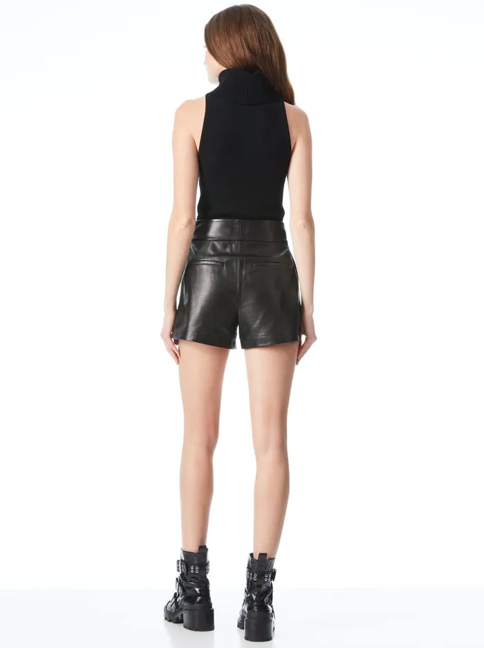 Shorts Women Alice Olivia Cady Leather Short Black