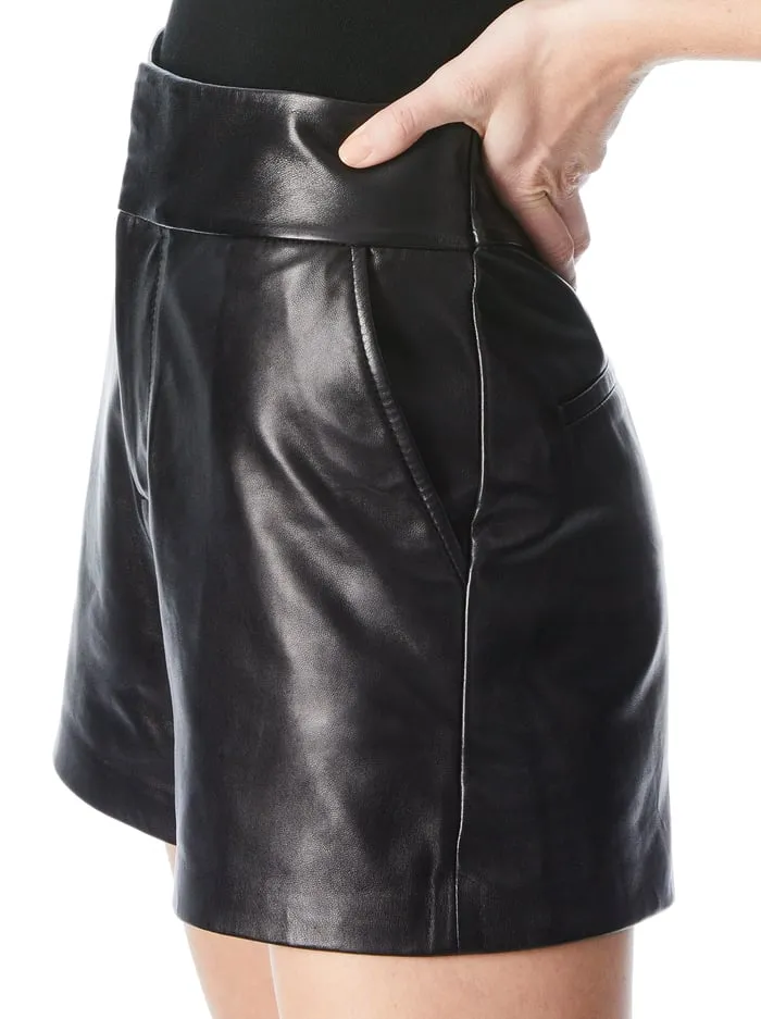 Shorts Women Alice Olivia Cady Leather Short Black