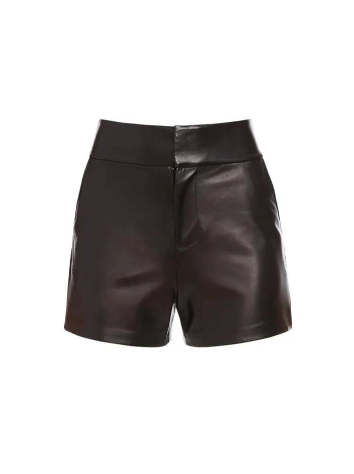 Shorts Women Alice Olivia Cady Leather Short Black