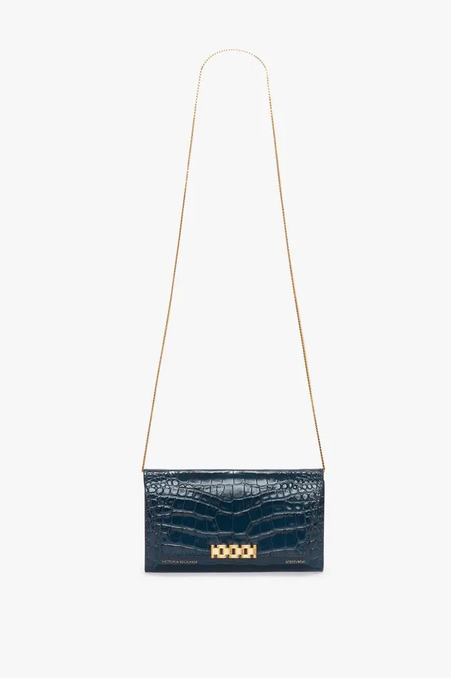 Shoulder Bags Women Victoria Beckham Wallet On Chain In Midnight CrocEffect Leather Shoulder Bags Women Victoria Beckham Wallet On Chain In Midnight CrocEffect Leather