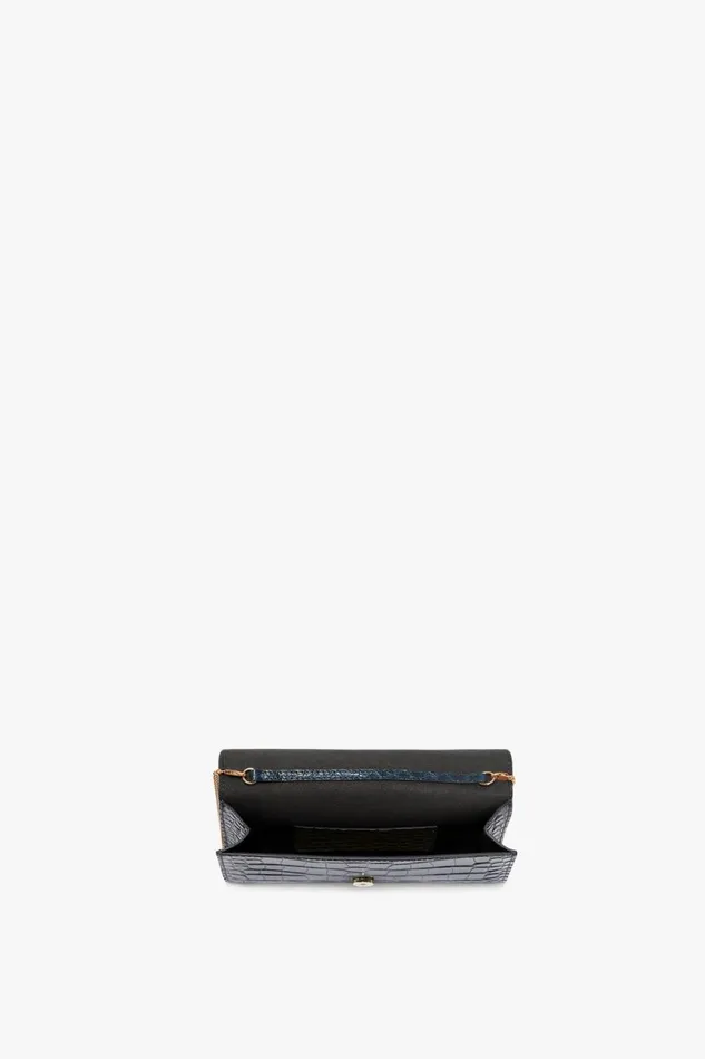 Shoulder Bags Women Victoria Beckham Wallet On Chain In Midnight CrocEffect Leather Shoulder Bags Women Victoria Beckham Wallet On Chain In Midnight CrocEffect Leather
