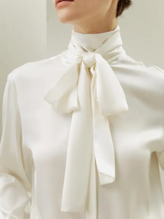 Silk Turtleneck Ribbon Blouse Women Blouses Lilysilk Shirts