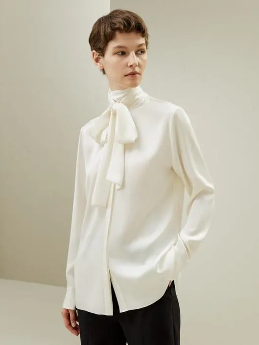 Silk Turtleneck Ribbon Blouse Women Blouses Lilysilk Shirts