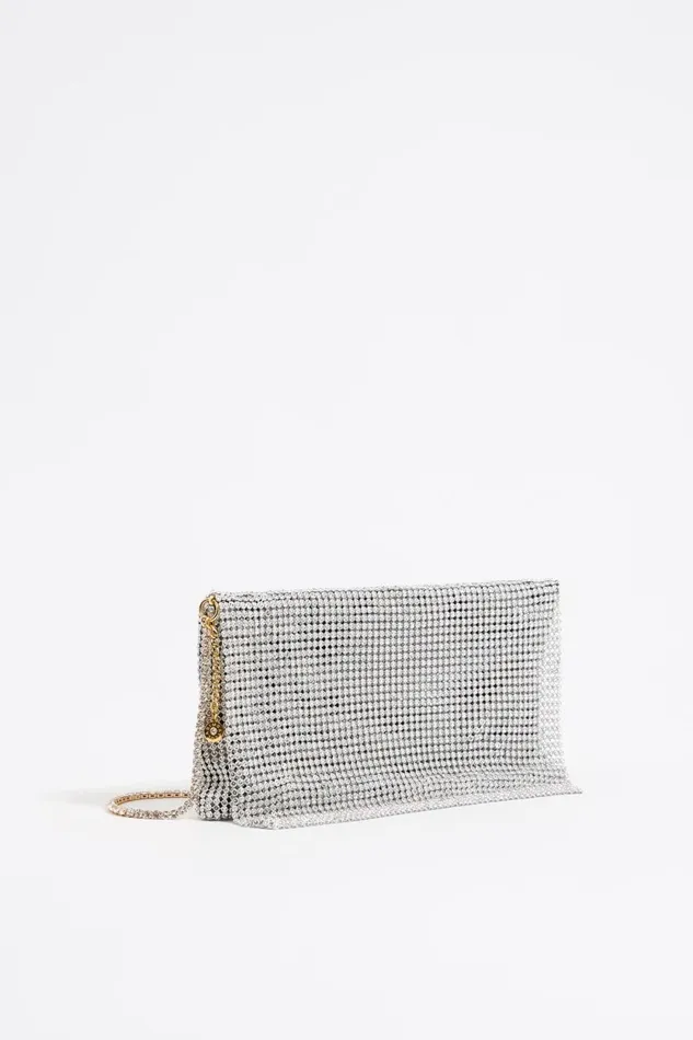 Silver Metallic Mesh Crystals Bag Silver Women Bimba Y Lola Evening Bags Silver Metallic Mesh Crystals Bag Silver Women Bimba Y Lola Evening Bags