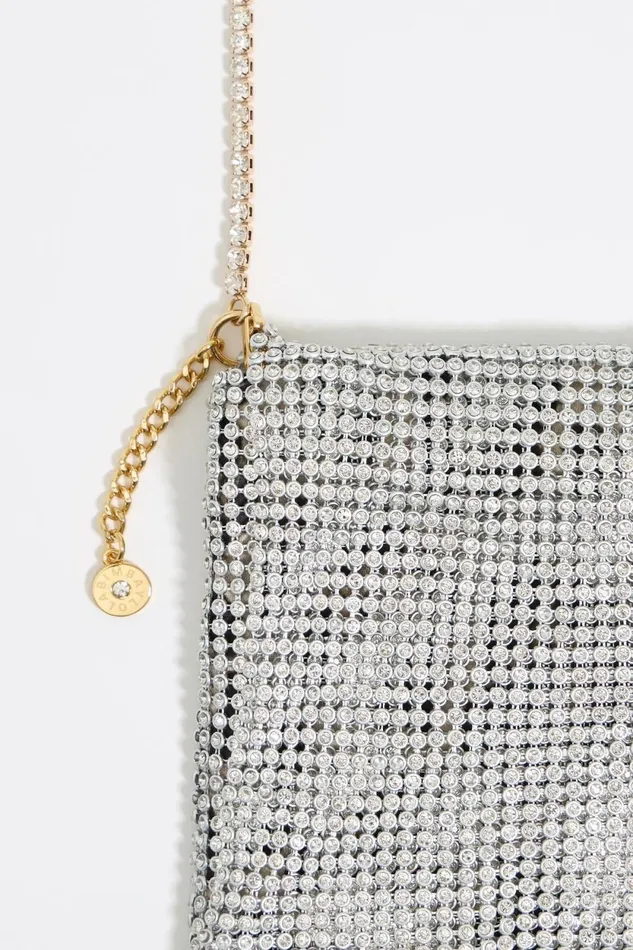 Silver Metallic Mesh Crystals Bag Silver Women Bimba Y Lola Evening Bags Silver Metallic Mesh Crystals Bag Silver Women Bimba Y Lola Evening Bags