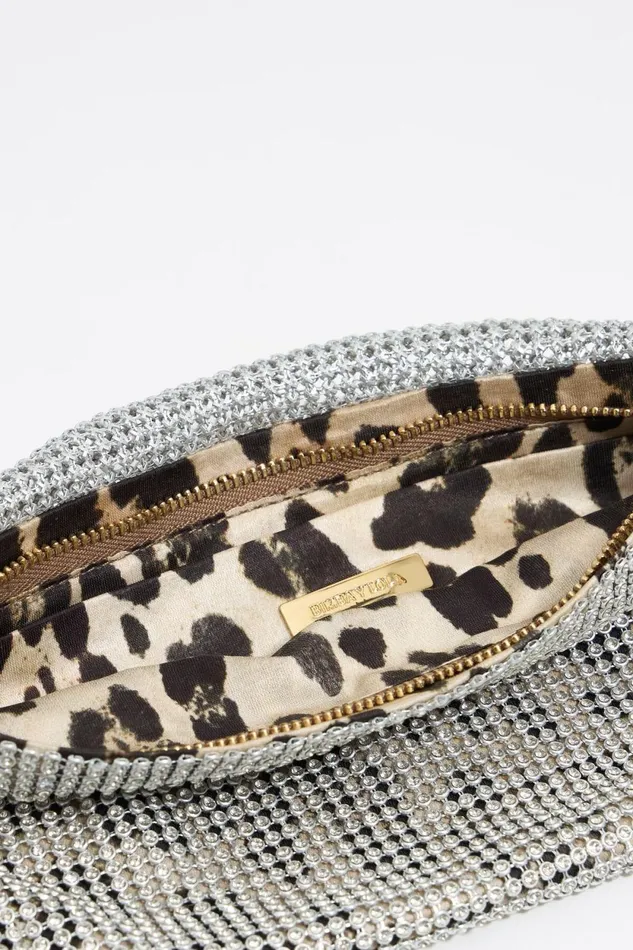 Silver Metallic Mesh Crystals Bag Silver Women Bimba Y Lola Evening Bags Silver Metallic Mesh Crystals Bag Silver Women Bimba Y Lola Evening Bags