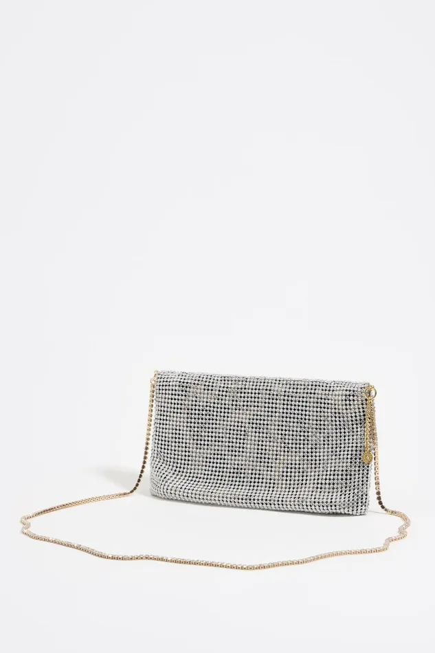 Silver Metallic Mesh Crystals Bag Silver Women Bimba Y Lola Evening Bags Silver Metallic Mesh Crystals Bag Silver Women Bimba Y Lola Evening Bags
