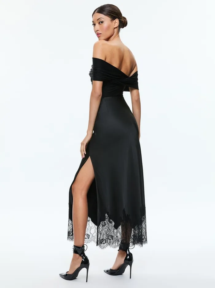 Skirts Women Alice Olivia Maeve Slip Skirt Black