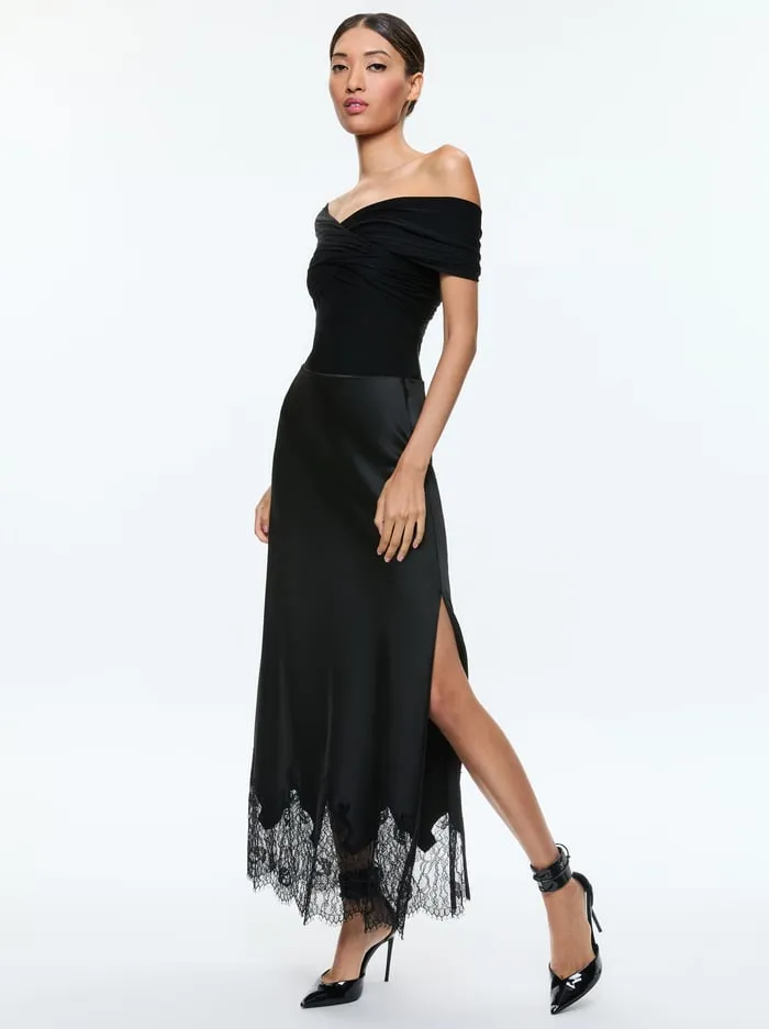 Skirts Women Alice Olivia Maeve Slip Skirt Black