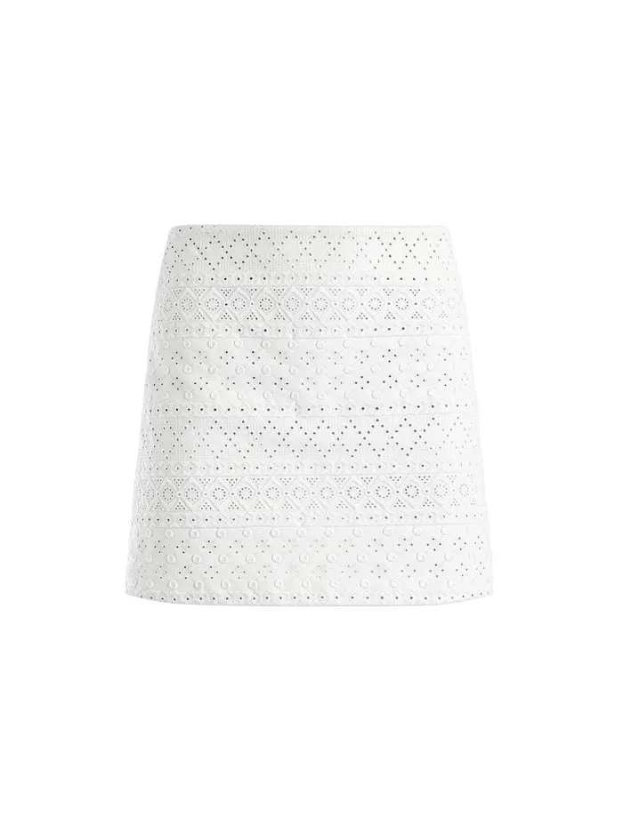 Skirts Women Alice Olivia Riley Embroidered Mini Skirt Off White