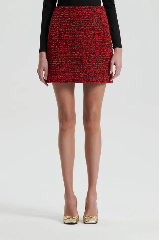Skirts Women Scanlan Theodore BOUCLE MINI Red Skirts Women Scanlan Theodore BOUCLE MINI Red