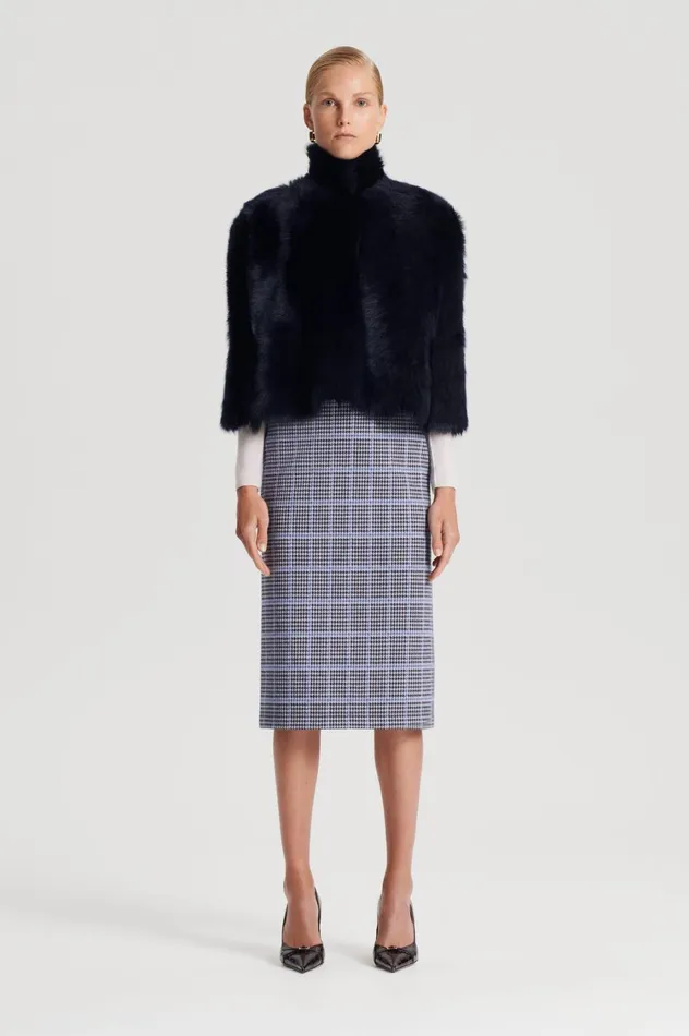 Skirts Women Scanlan Theodore PLAID SCUBA SKIRT Cobalt
