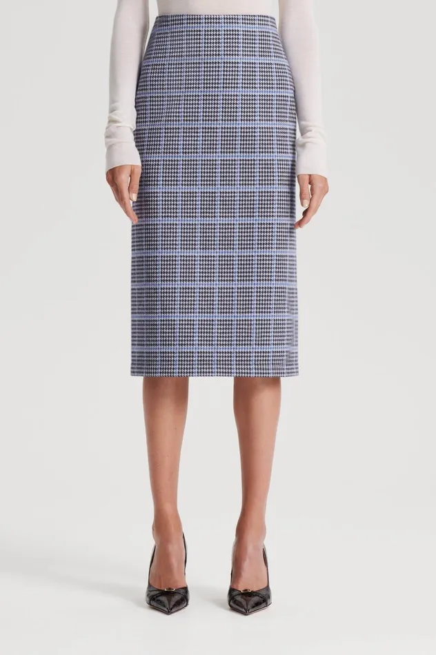 Skirts Women Scanlan Theodore PLAID SCUBA SKIRT Cobalt Skirts Women Scanlan Theodore PLAID SCUBA SKIRT Cobalt