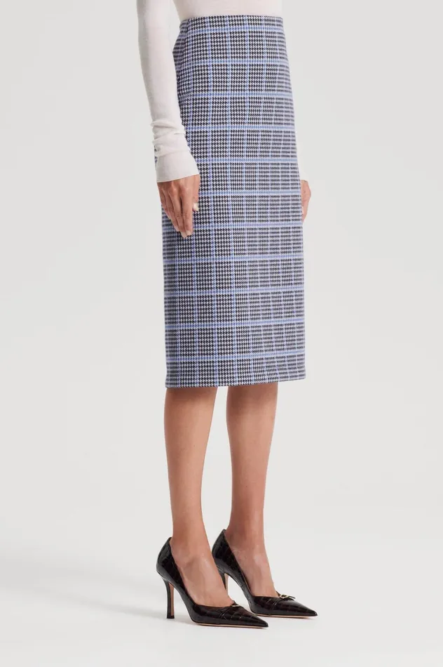 Skirts Women Scanlan Theodore PLAID SCUBA SKIRT Cobalt Skirts Women Scanlan Theodore PLAID SCUBA SKIRT Cobalt