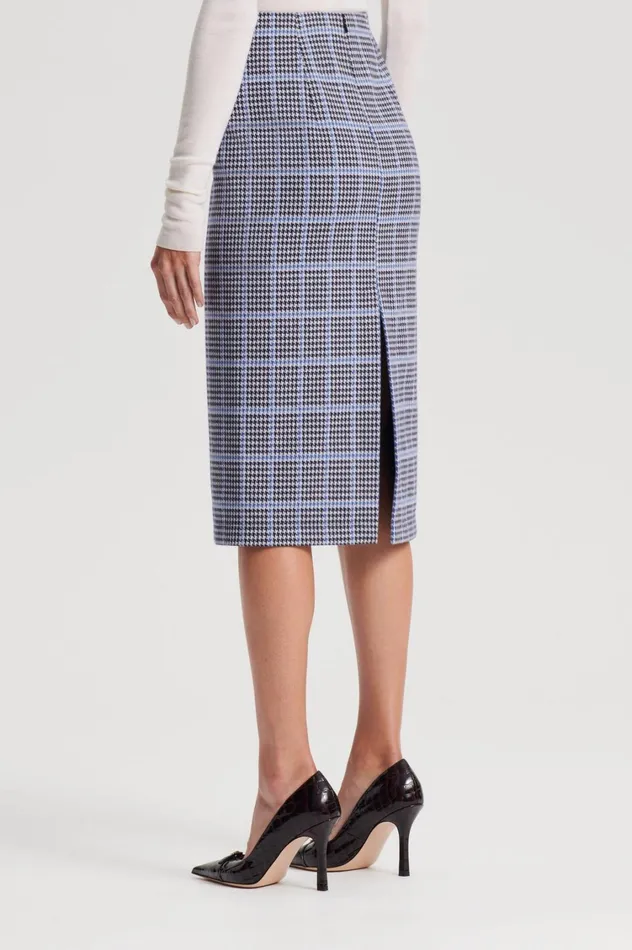 Skirts Women Scanlan Theodore PLAID SCUBA SKIRT Cobalt Skirts Women Scanlan Theodore PLAID SCUBA SKIRT Cobalt